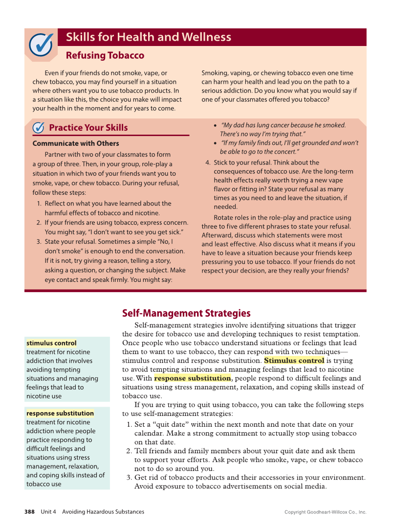 Essential Health Skills 3e page 388