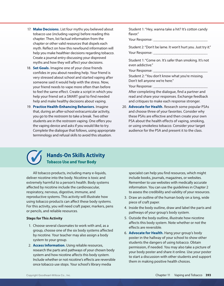 Essential Health Skills 3e page 393