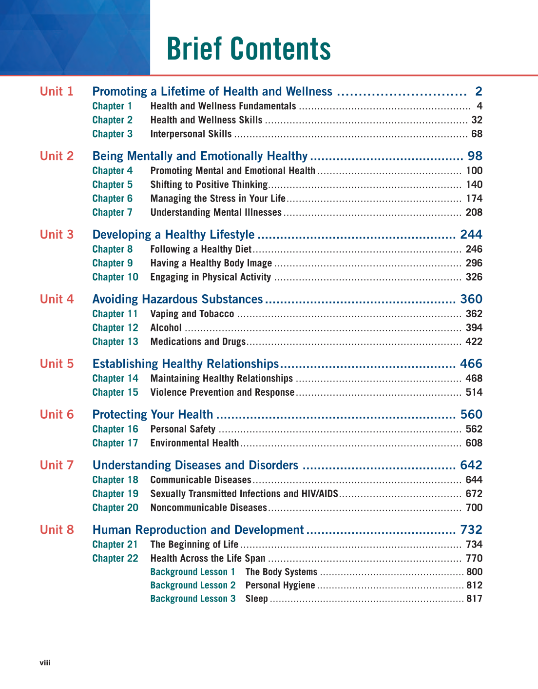 Essential Health Skills 3e page viii