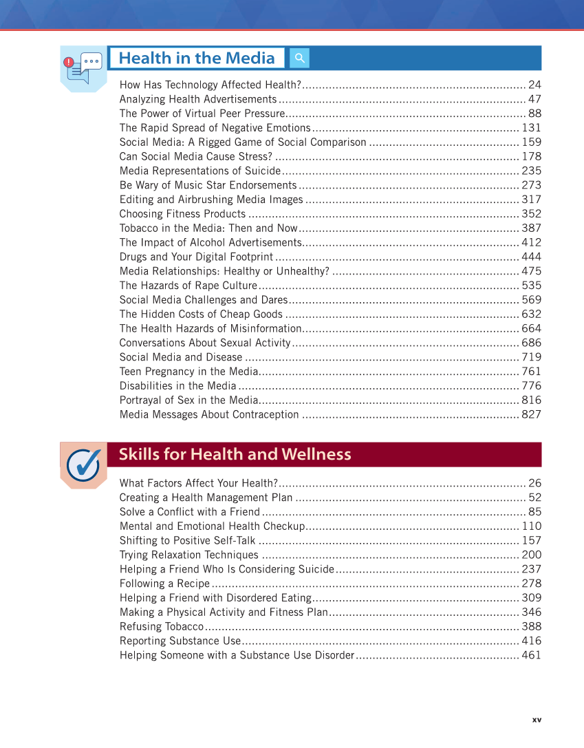Comprehensive Health Skills 3e page xv