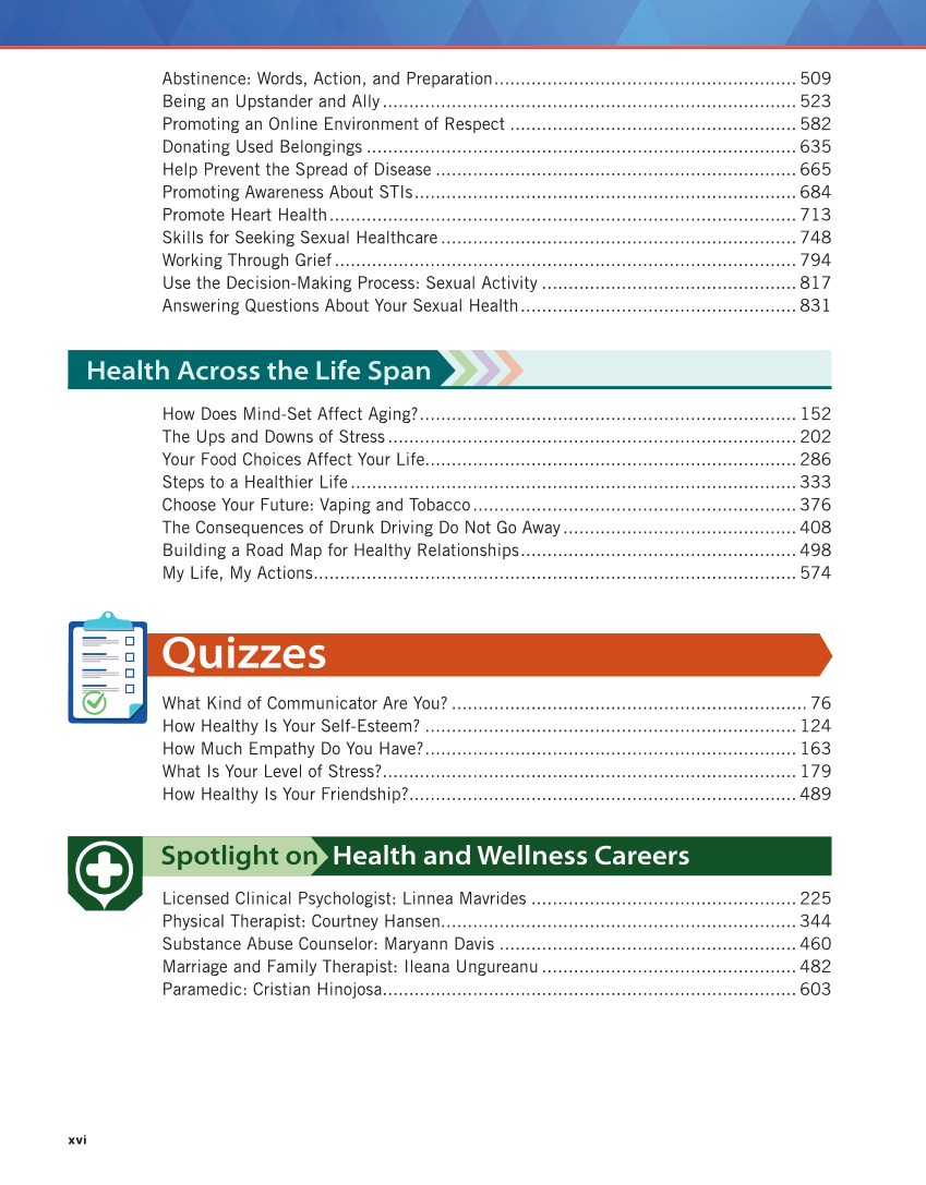 Comprehensive Health Skills 3e page xvi