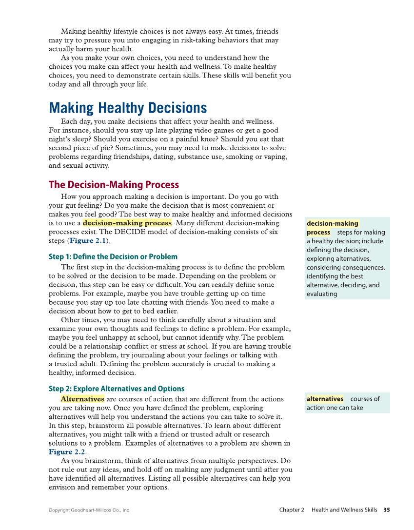 Comprehensive Health Skills 3e page 35