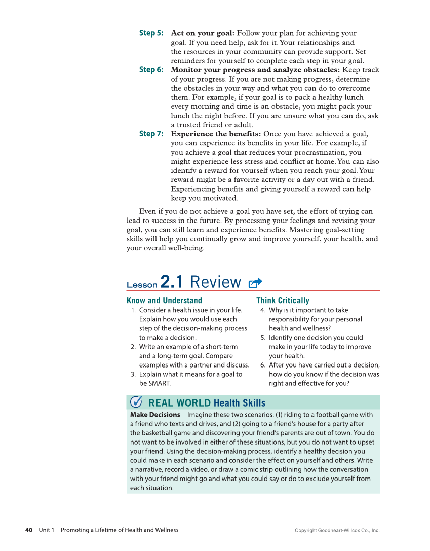 Comprehensive Health Skills 3e page 40
