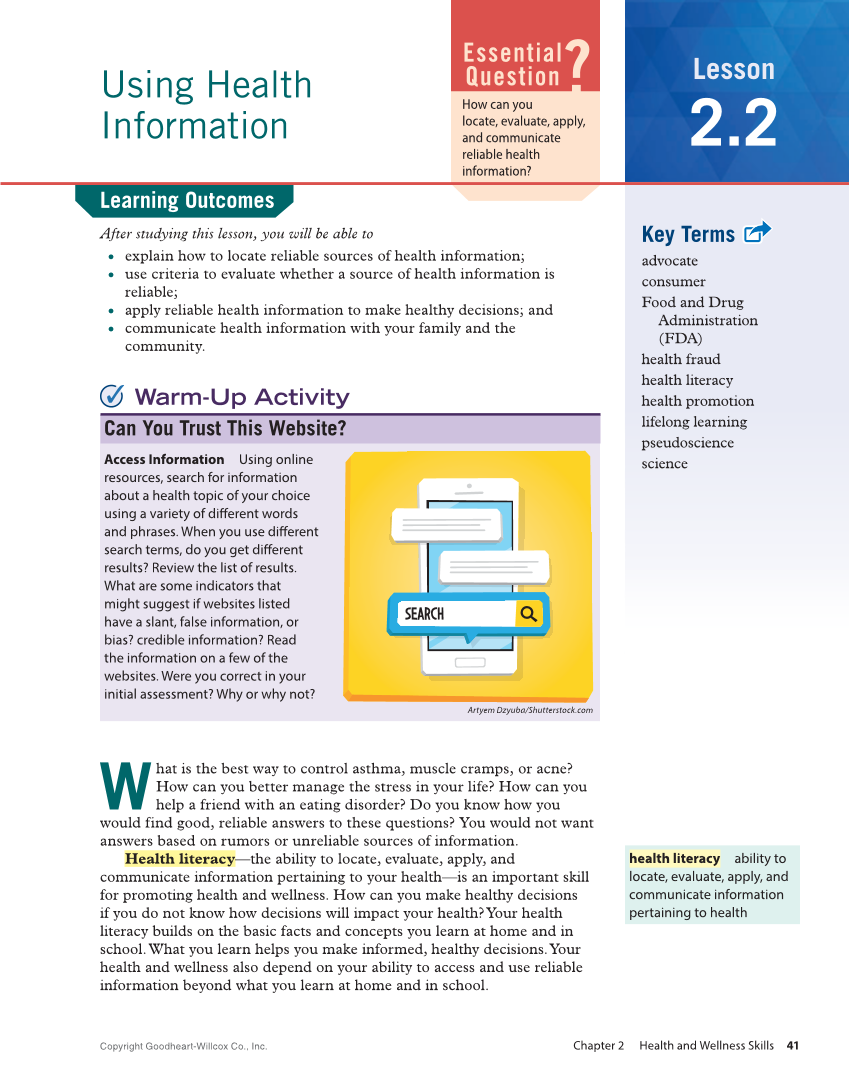 Comprehensive Health Skills 3e page 41
