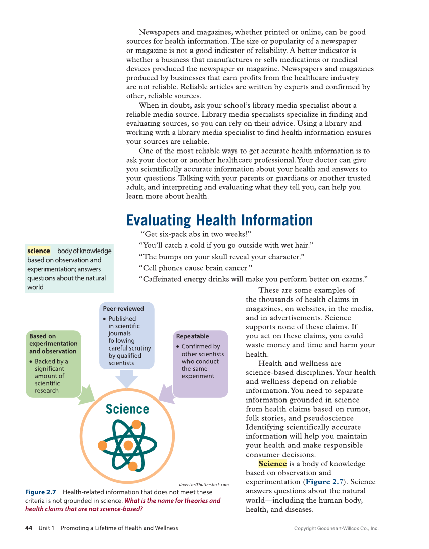 Comprehensive Health Skills 3e page 44
