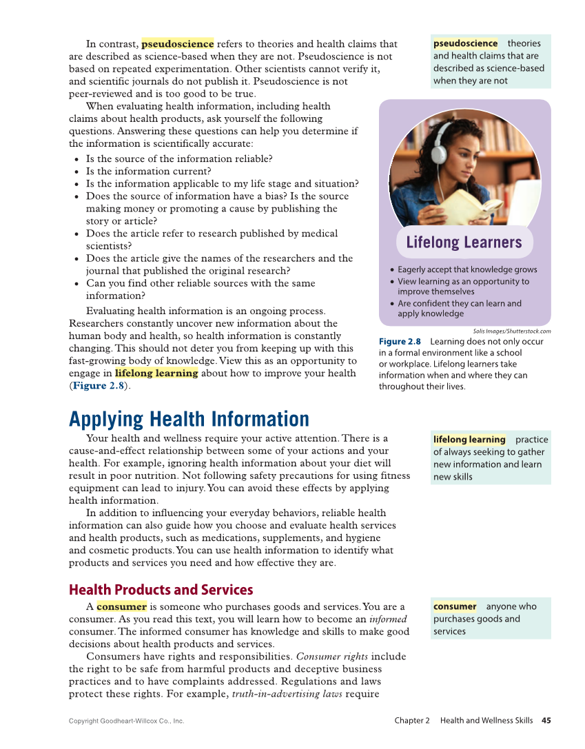 Comprehensive Health Skills 3e page 45