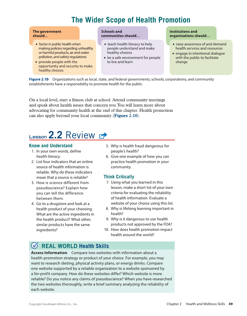 Comprehensive Health Skills 3e page 49