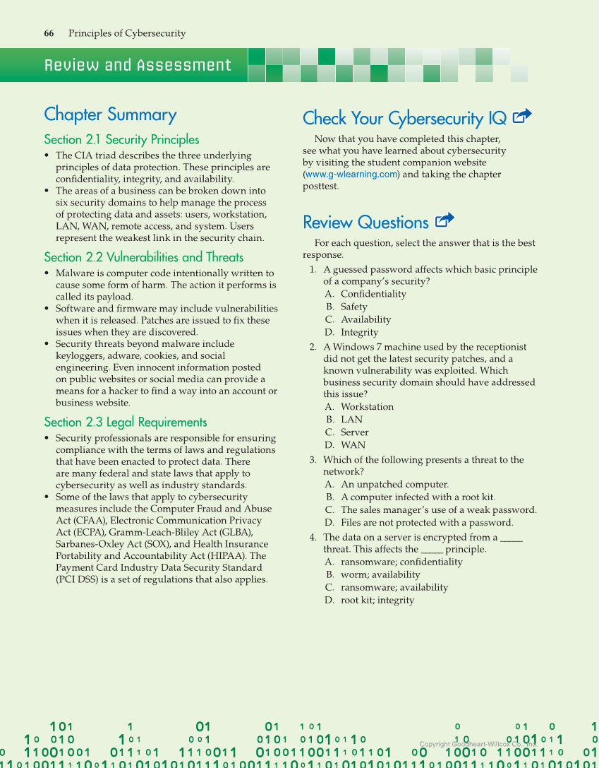 Principles of Cybersecurity, 1st Edition page 66
