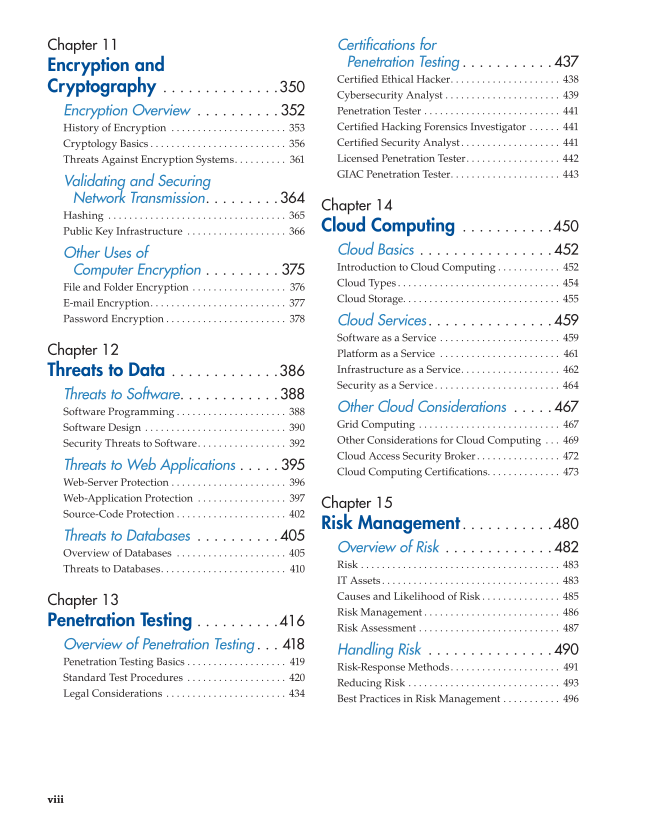 Principles of Cybersecurity, 1st Edition page viii