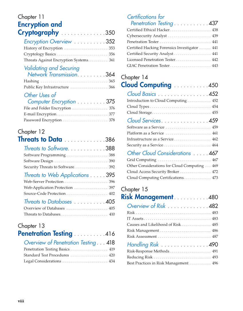 Principles of Cybersecurity, 1st Edition page viii