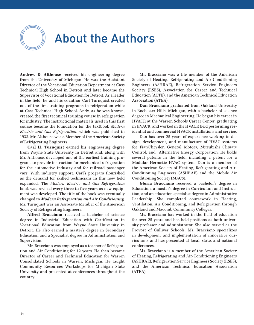 Modern Refrigeration and Air Conditioning, 21st Edition, Online Textbook page iv