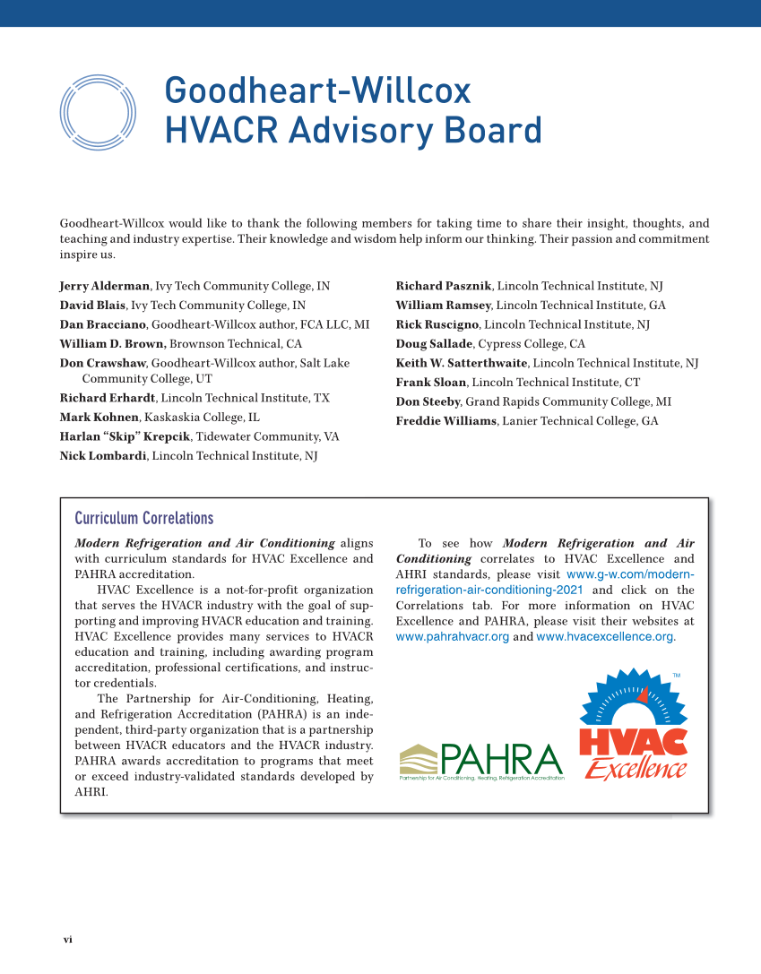 Modern Refrigeration and Air Conditioning, 21st Edition, Online Textbook page vi