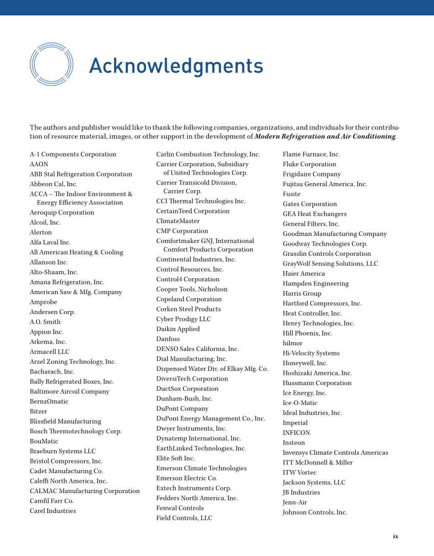 Modern Refrigeration and Air Conditioning, 21st Edition, Online Textbook page ix