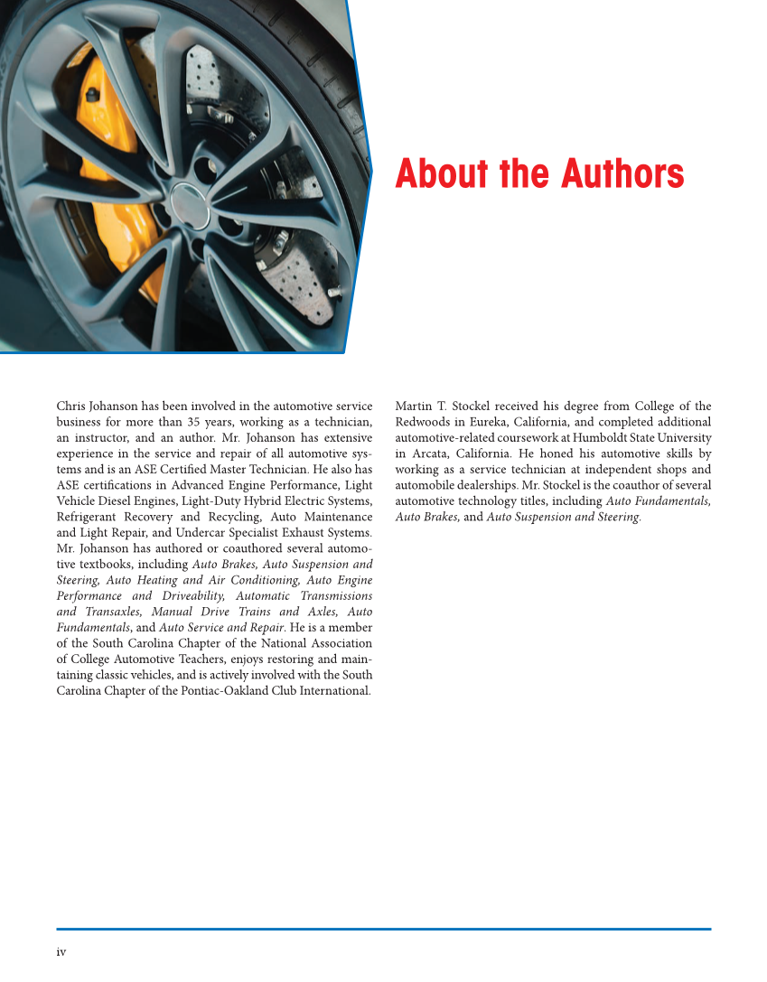 Auto Brakes, 5th Edition, Online Textbook page iv