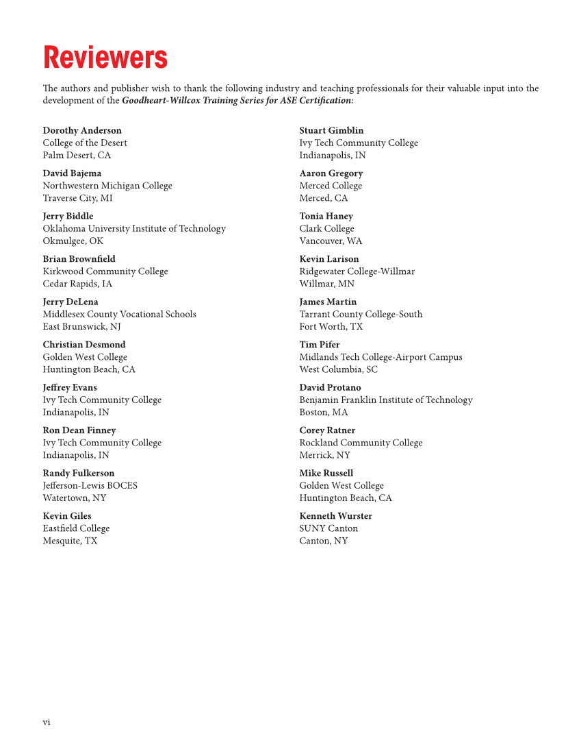 Auto Brakes, 5th Edition, Online Textbook page vi