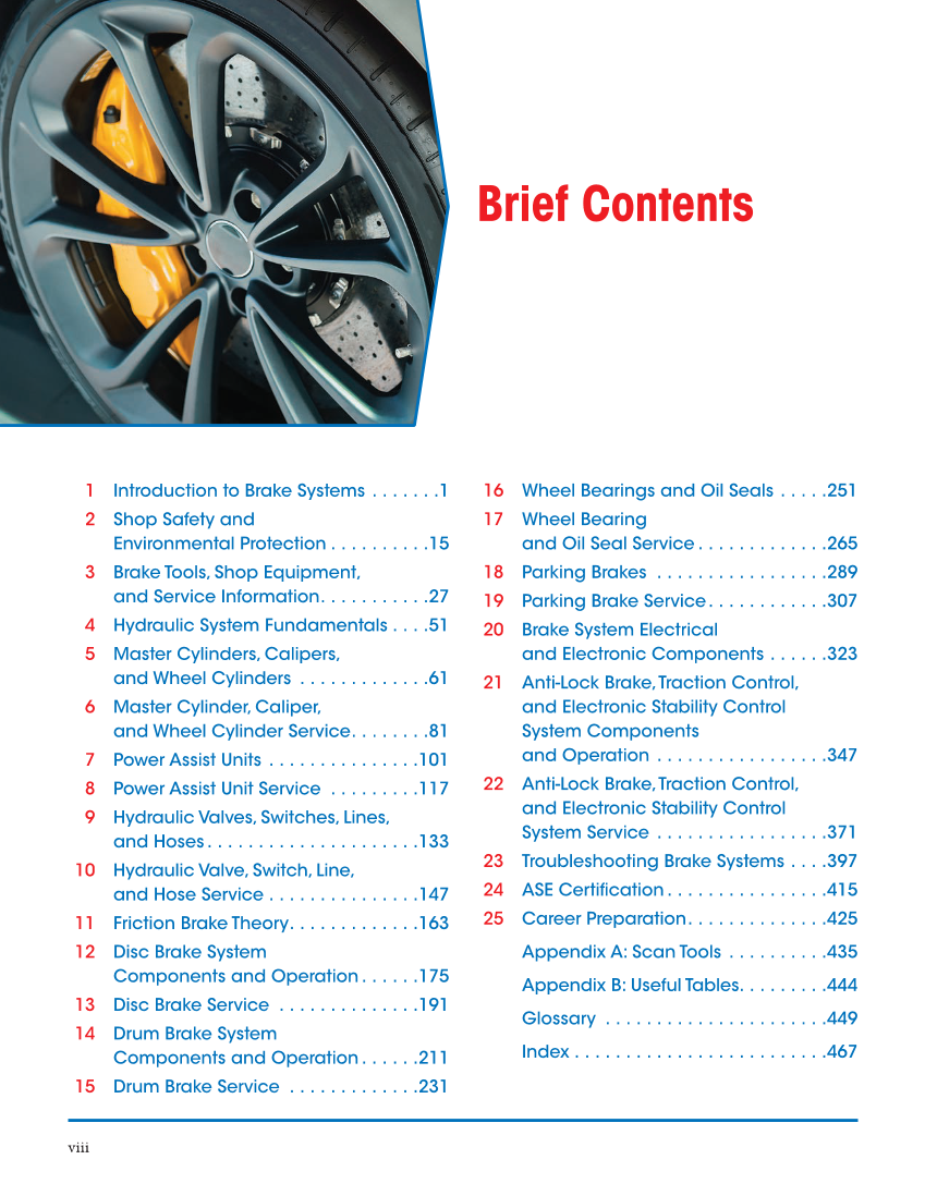 Auto Brakes, 5th Edition, Online Textbook page viii