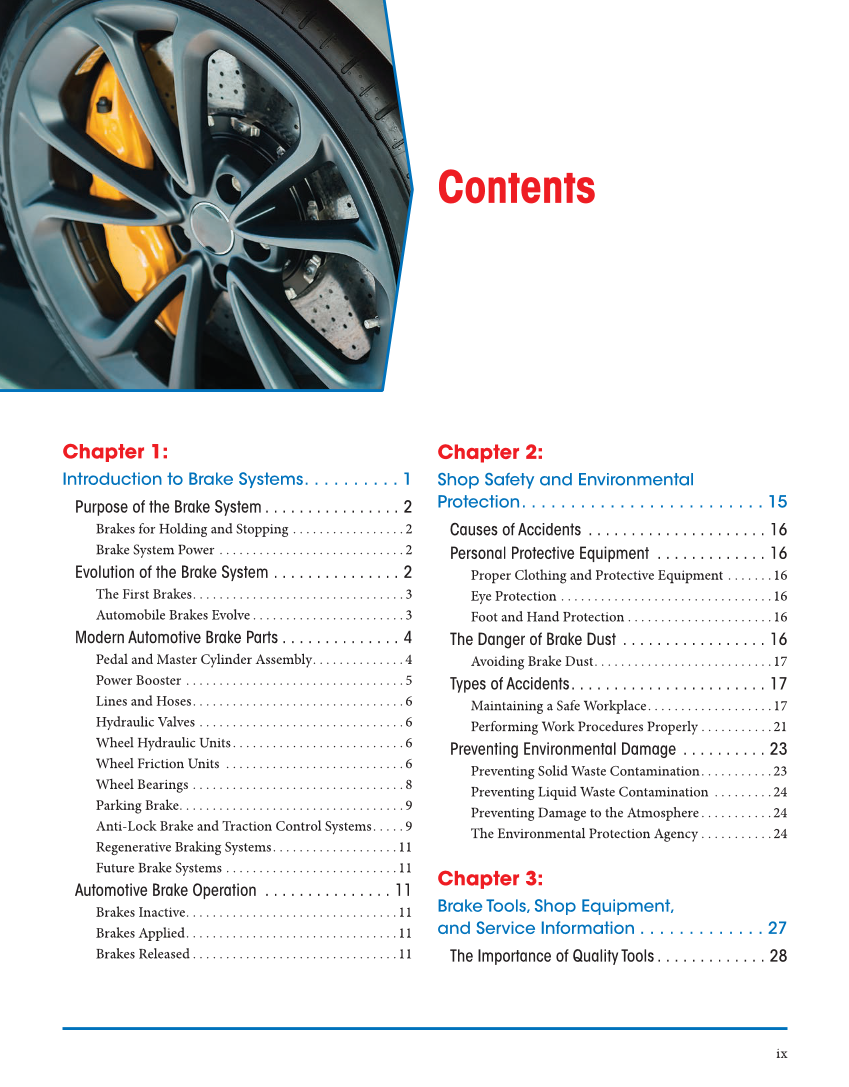 Auto Brakes, 5th Edition, Online Textbook page ix