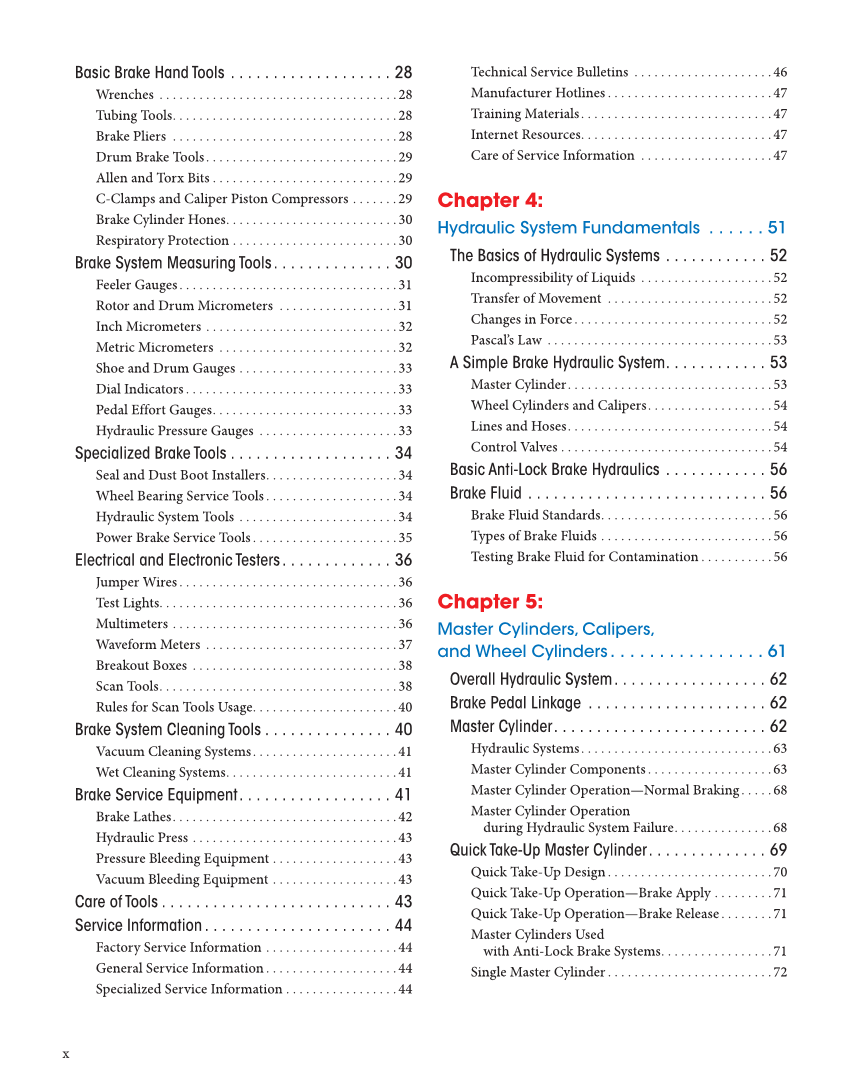 Auto Brakes, 5th Edition, Online Textbook page x