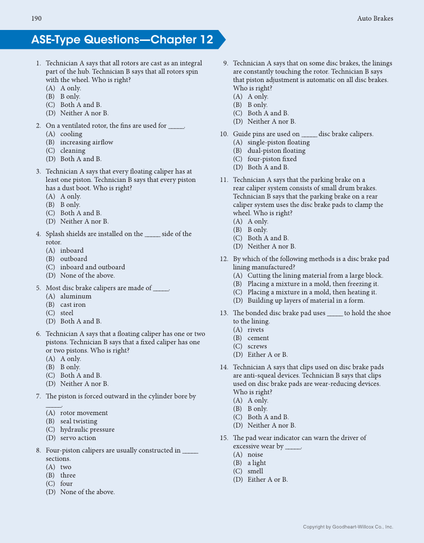 Auto Brakes, 5th Edition, Online Textbook page 190