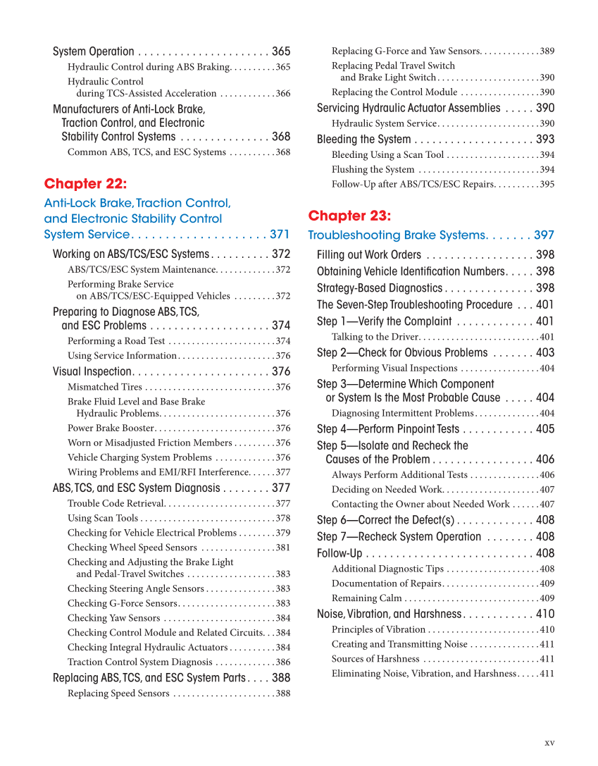 Auto Brakes, 5th Edition, Online Textbook page xv