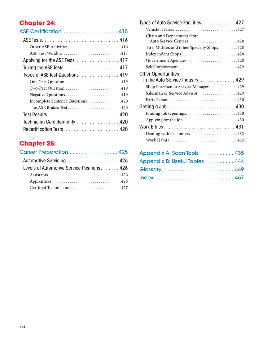 Auto Brakes, 5th Edition, Online Textbook page xvi