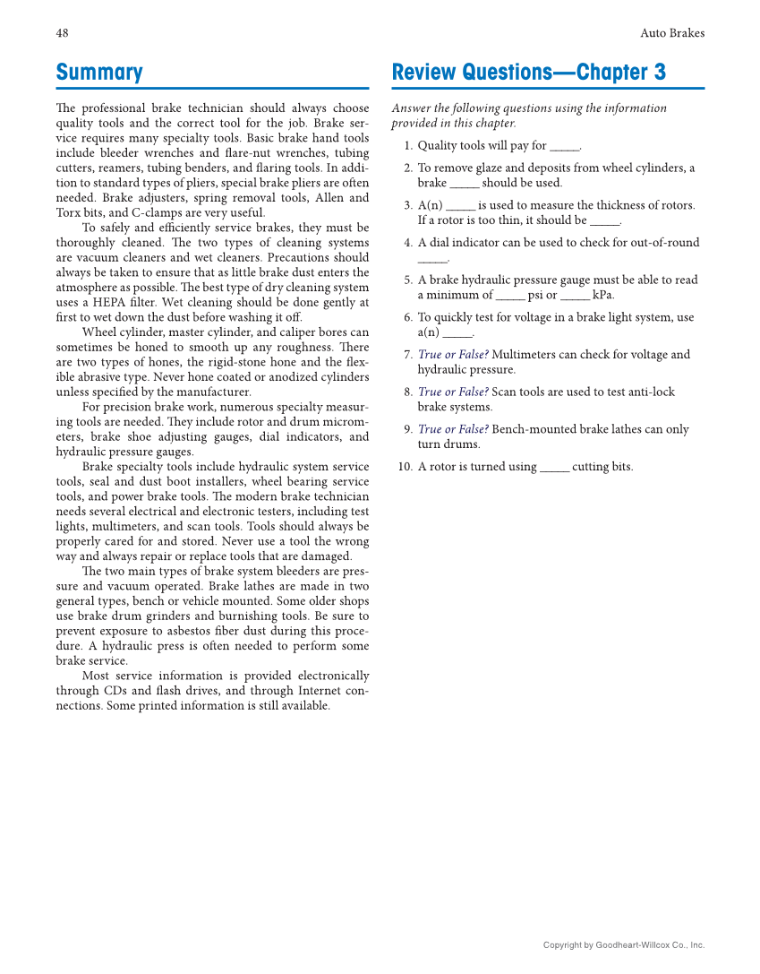 Auto Brakes, 5th Edition, Online Textbook page 48