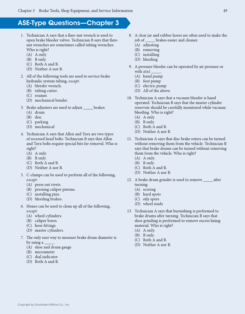 Auto Brakes, 5th Edition, Online Textbook page 49