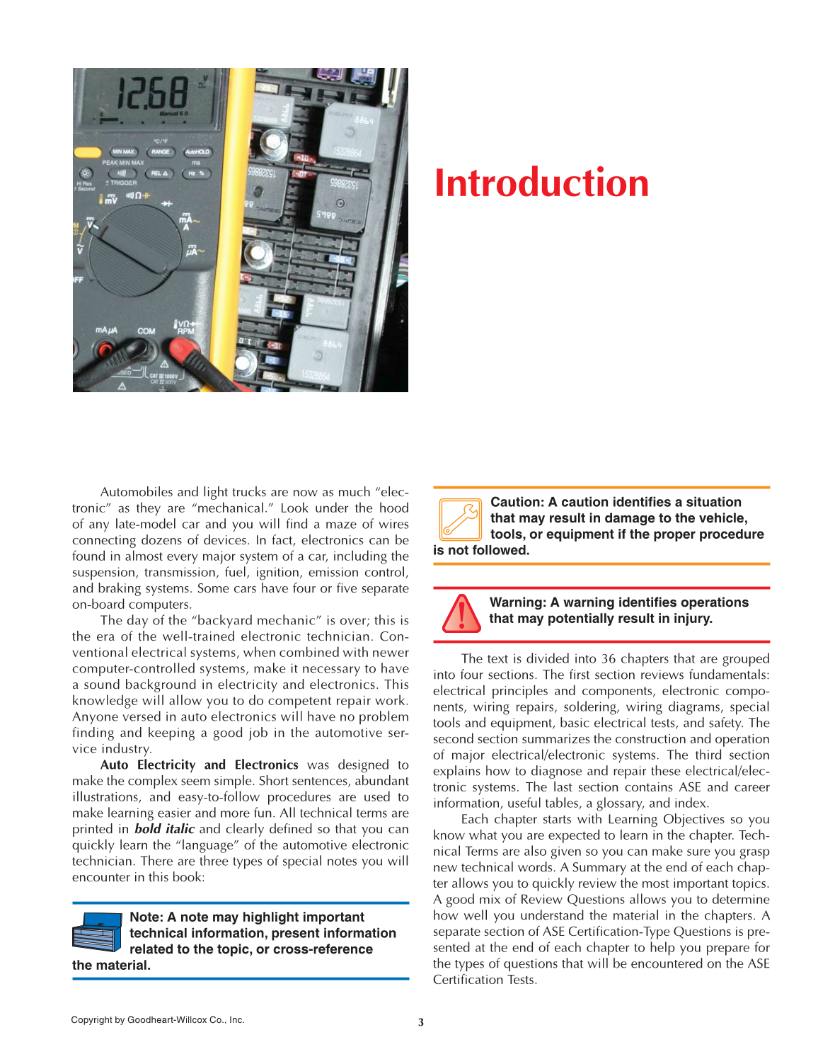 Auto Electricity and Electronics, 6th Edition page 3