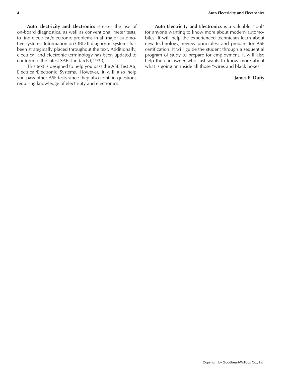 Auto Electricity and Electronics, 6th Edition page 4