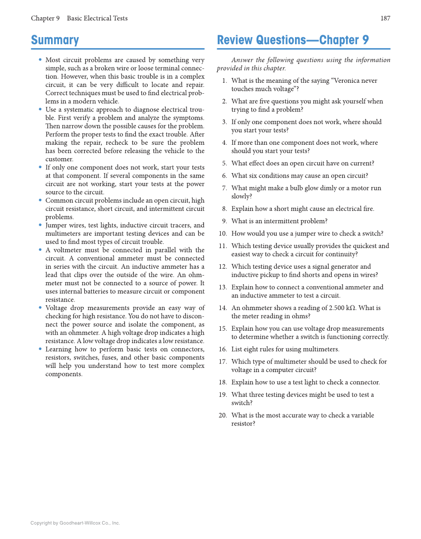Auto Electricity and Electronics, 7th Edition, Online Textbook page 187