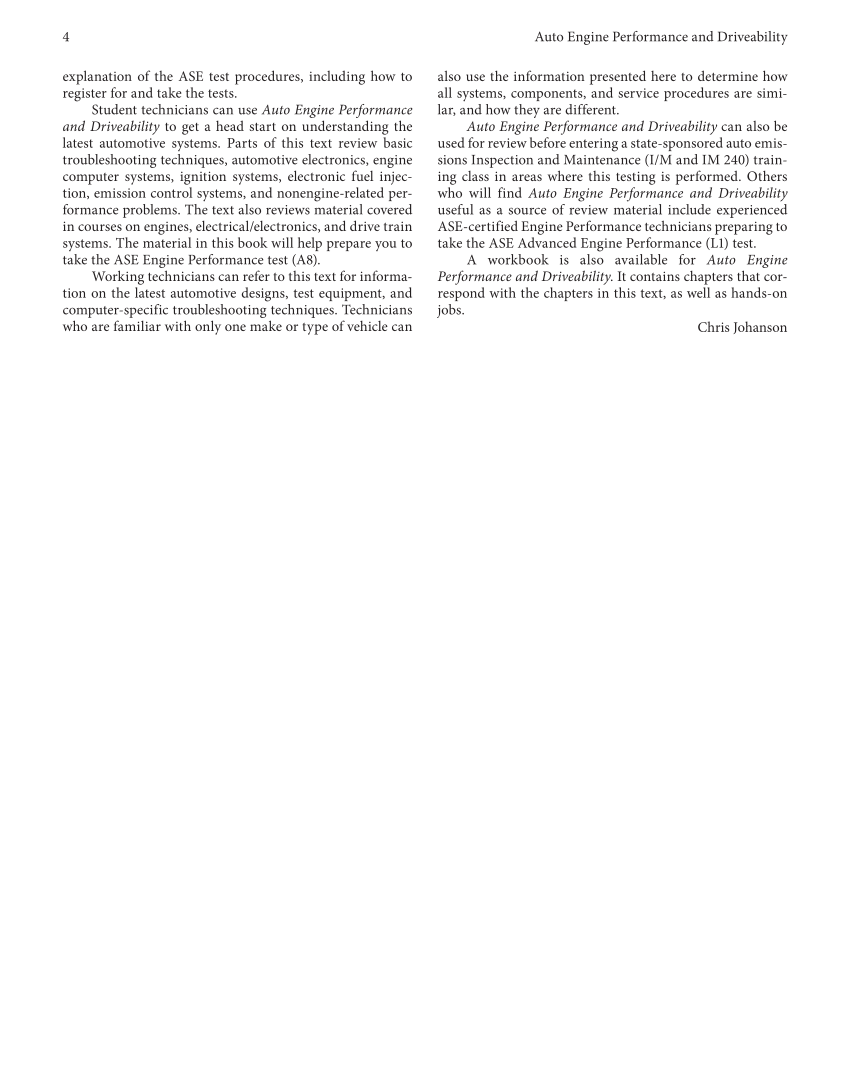 Auto Engine Performance and Driveability, 5th Edition, Online Textbook page 4