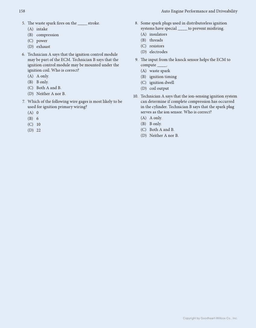 Auto Engine Performance and Driveability, 5th Edition, Online Textbook page 158