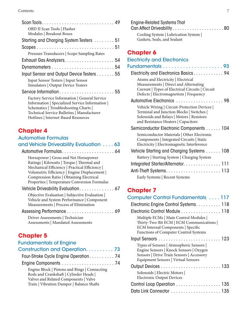 Auto Engine Performance and Driveability, 5th Edition, Online Textbook page 7