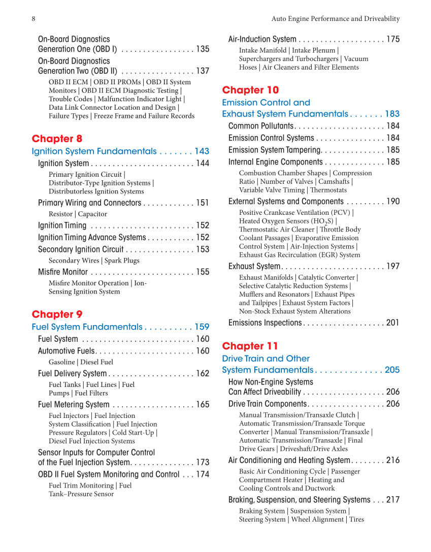 Auto Engine Performance and Driveability, 5th Edition, Online Textbook page 8