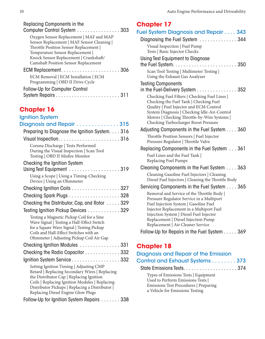 Auto Engine Performance and Driveability, 5th Edition, Online Textbook page 10