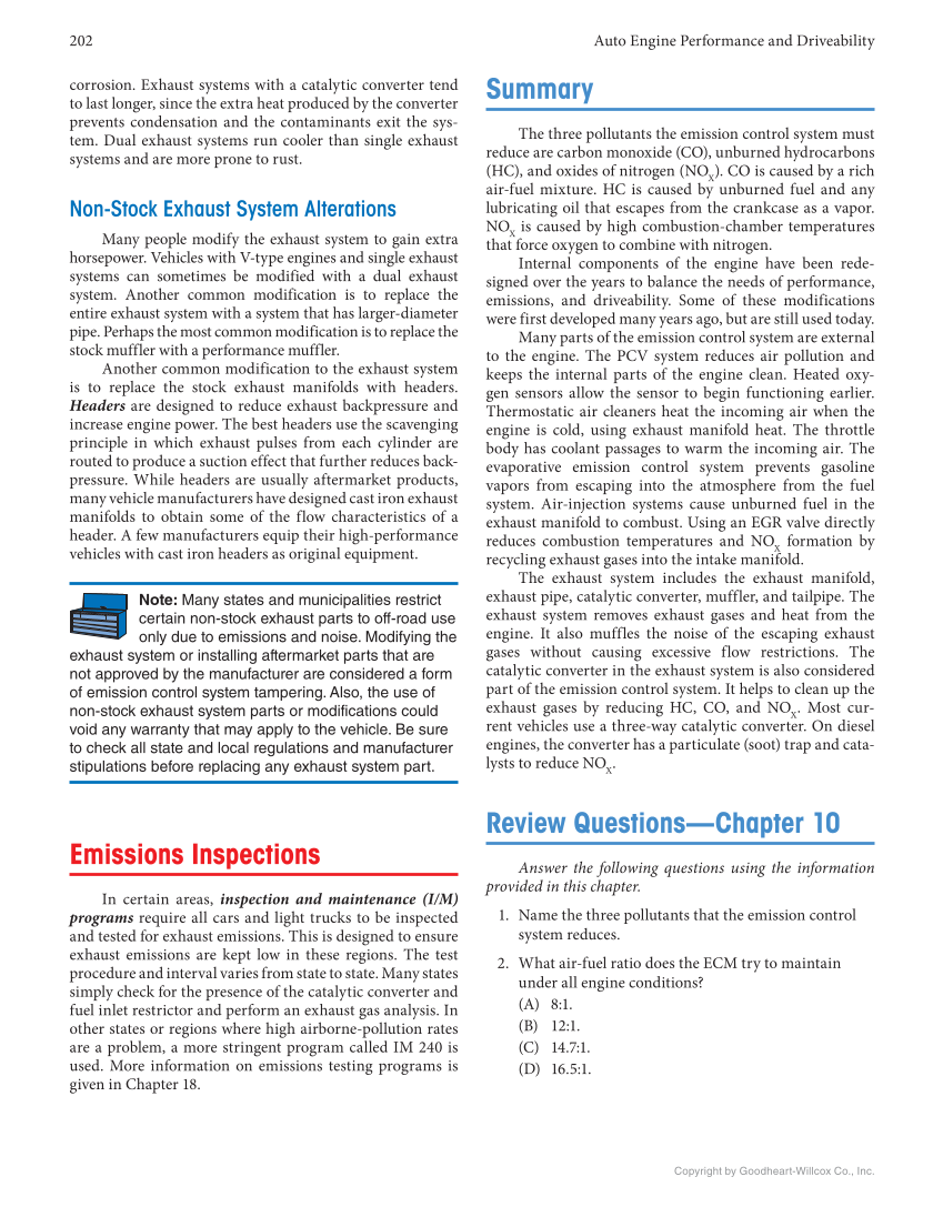 Auto Engine Performance and Driveability, 5th Edition, Online Textbook page 202