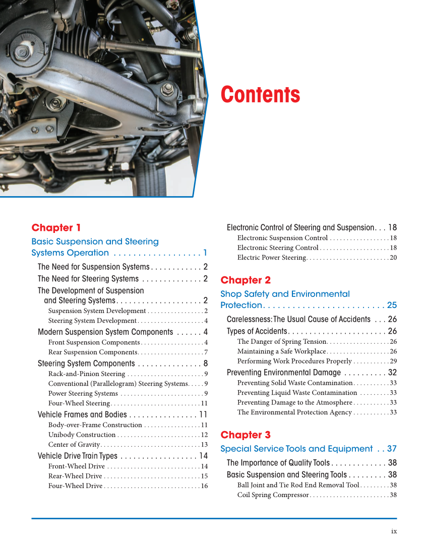 Auto Suspension and Steering, 5th Edition, Online Textbook page ix