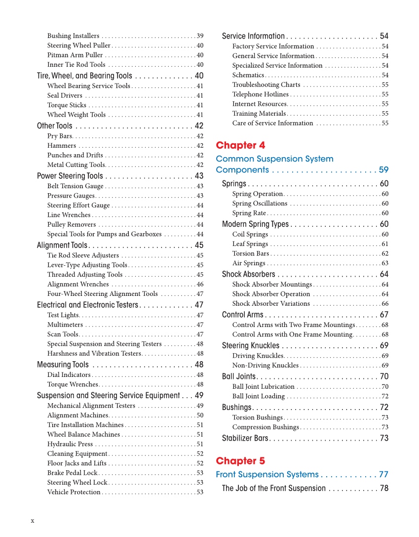 Auto Suspension and Steering, 5th Edition, Online Textbook page x