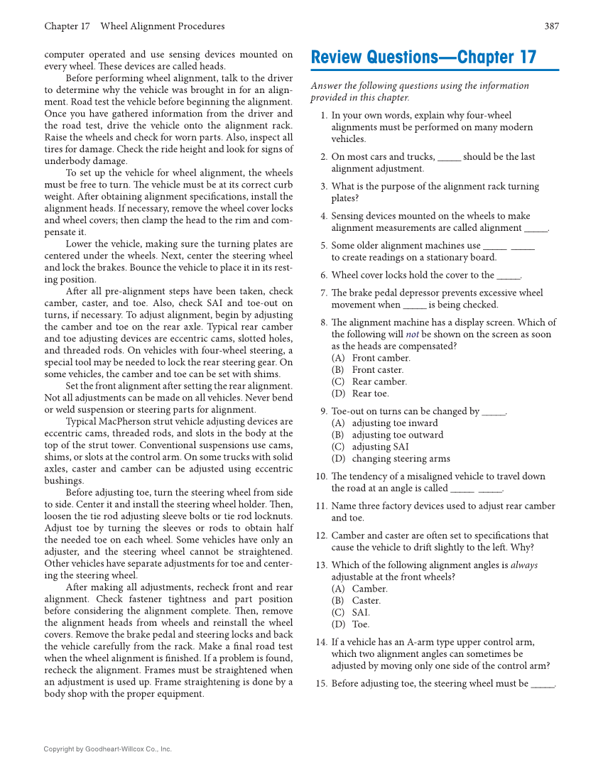Auto Suspension and Steering, 5th Edition, Online Textbook page 387