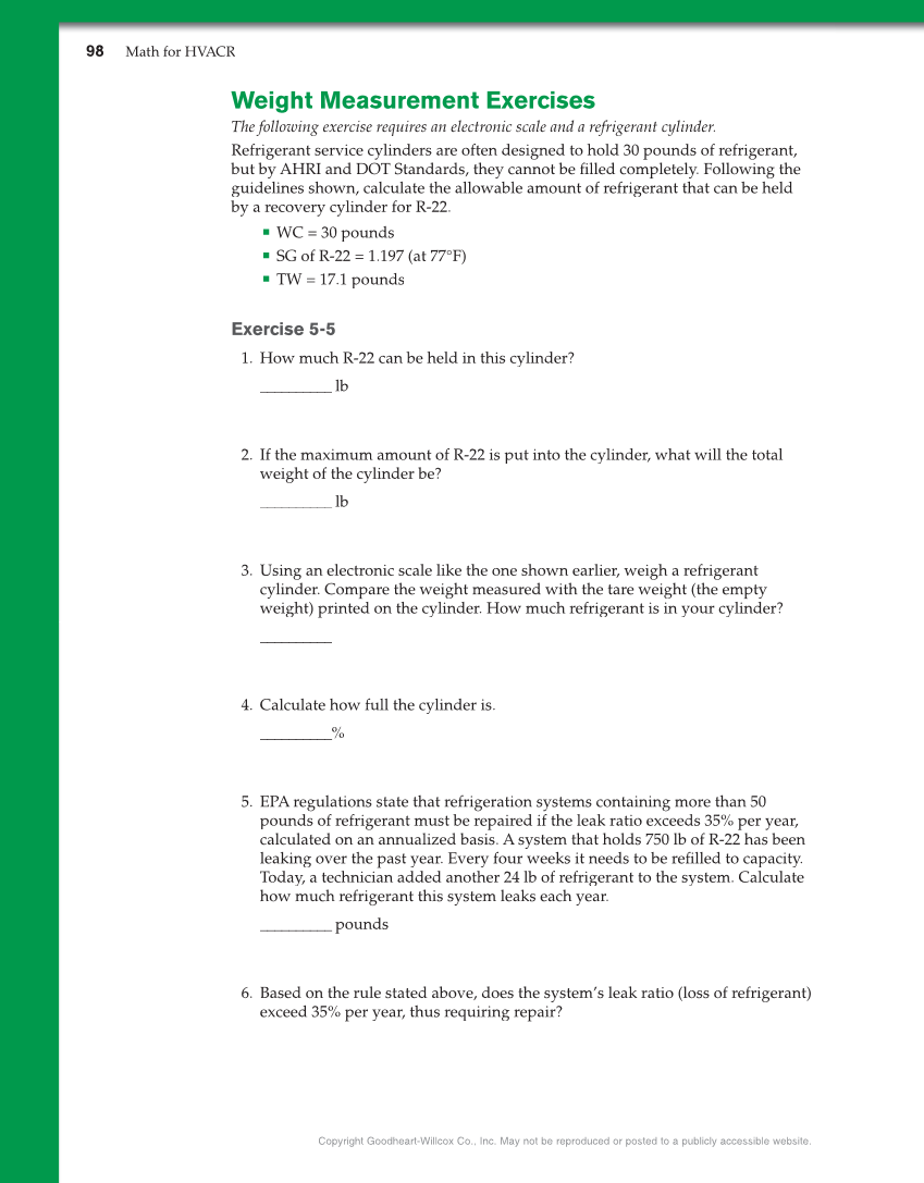 Math for HVACR, 1st Edition page 98
