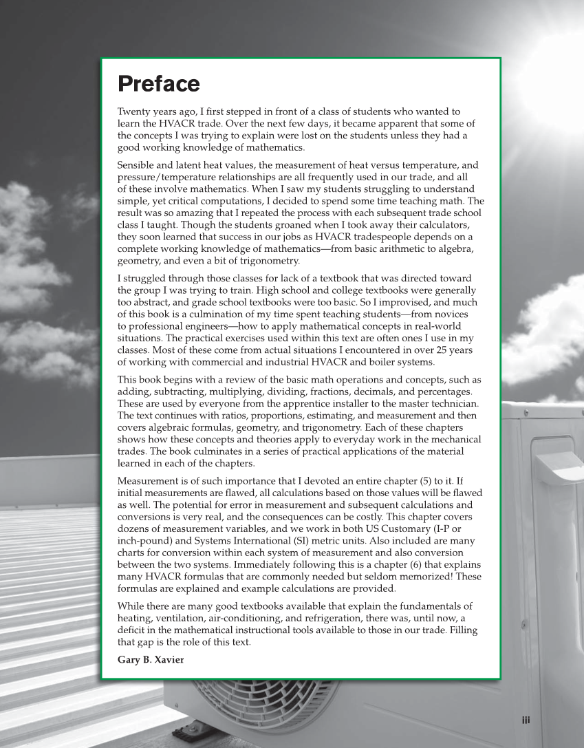 Math for HVACR, 1st Edition page iii