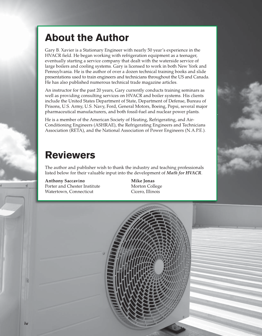 Math for HVACR, 1st Edition page iv