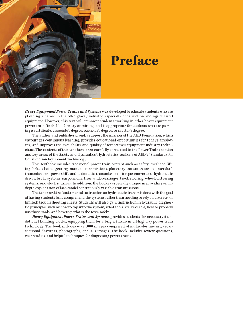 Heavy Equipment Power Trains and Systems, 1st Edition page iii