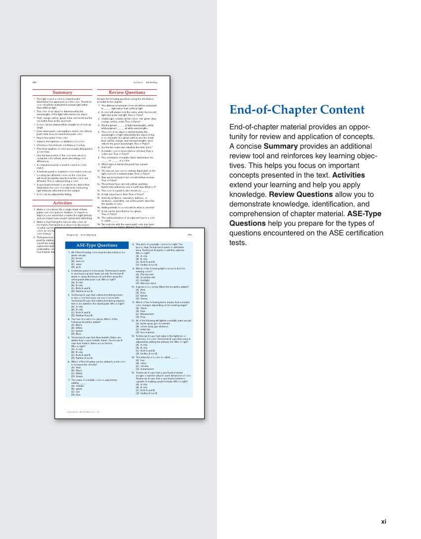 Auto Collision Repair and Refinishing 3e, Online Textbook page xi