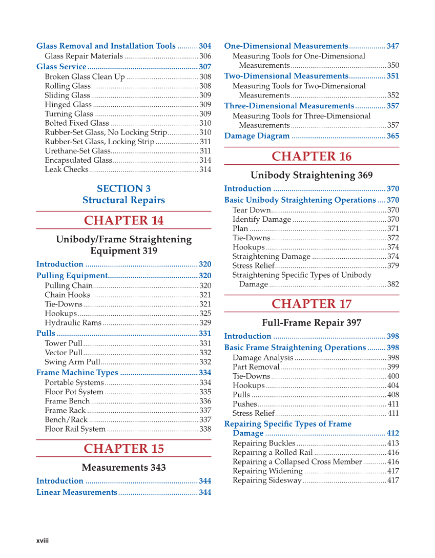 Auto Collision Repair and Refinishing 3e, Online Textbook page xviii