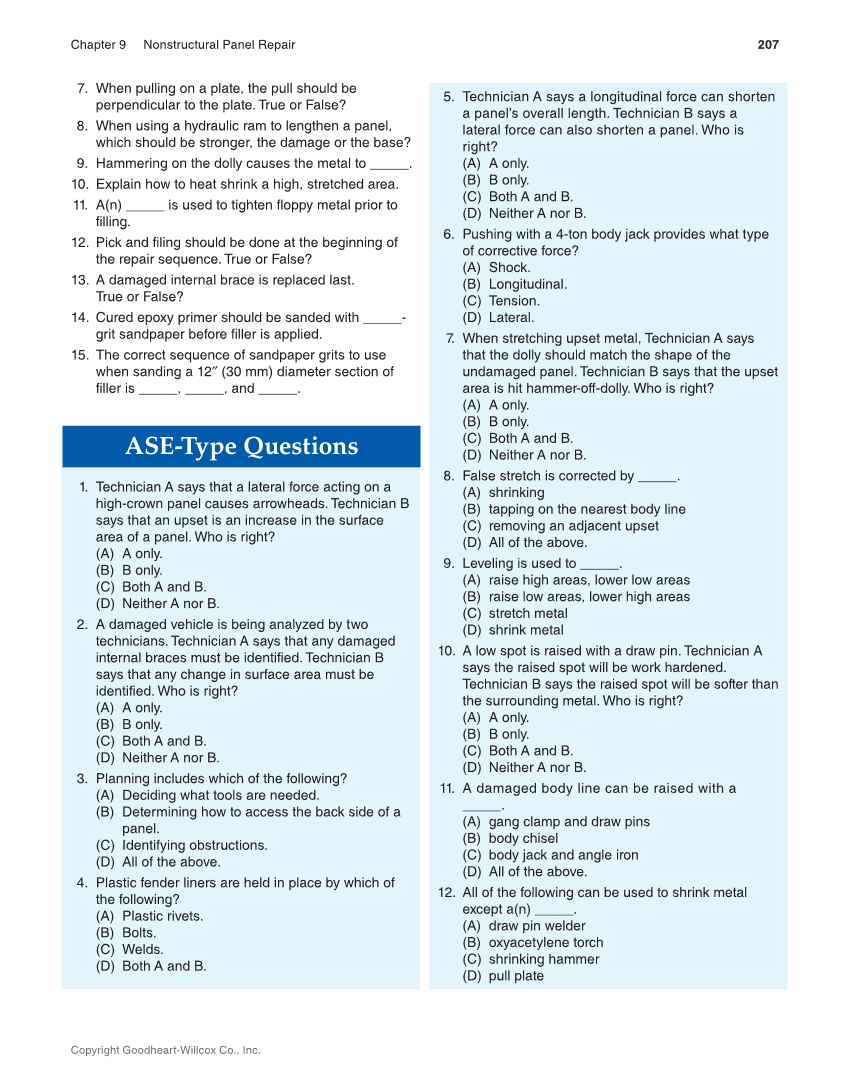 Auto Collision Repair and Refinishing 3e, Online Textbook page 207