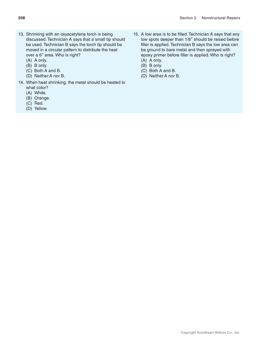 Auto Collision Repair and Refinishing 3e, Online Textbook page 208