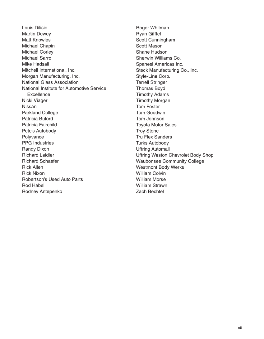 Auto Collision Repair and Refinishing 3e, Online Textbook page vii