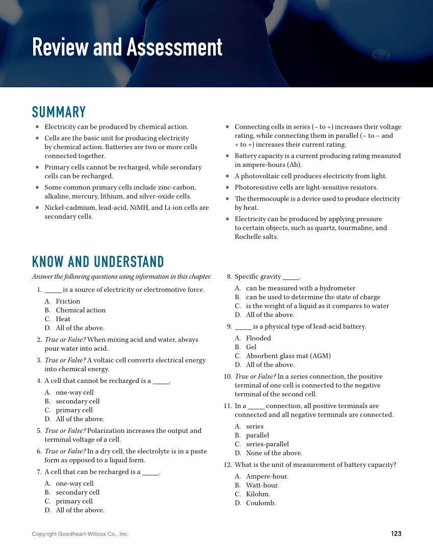 Electricity and Electronics, 11th Edition page 123