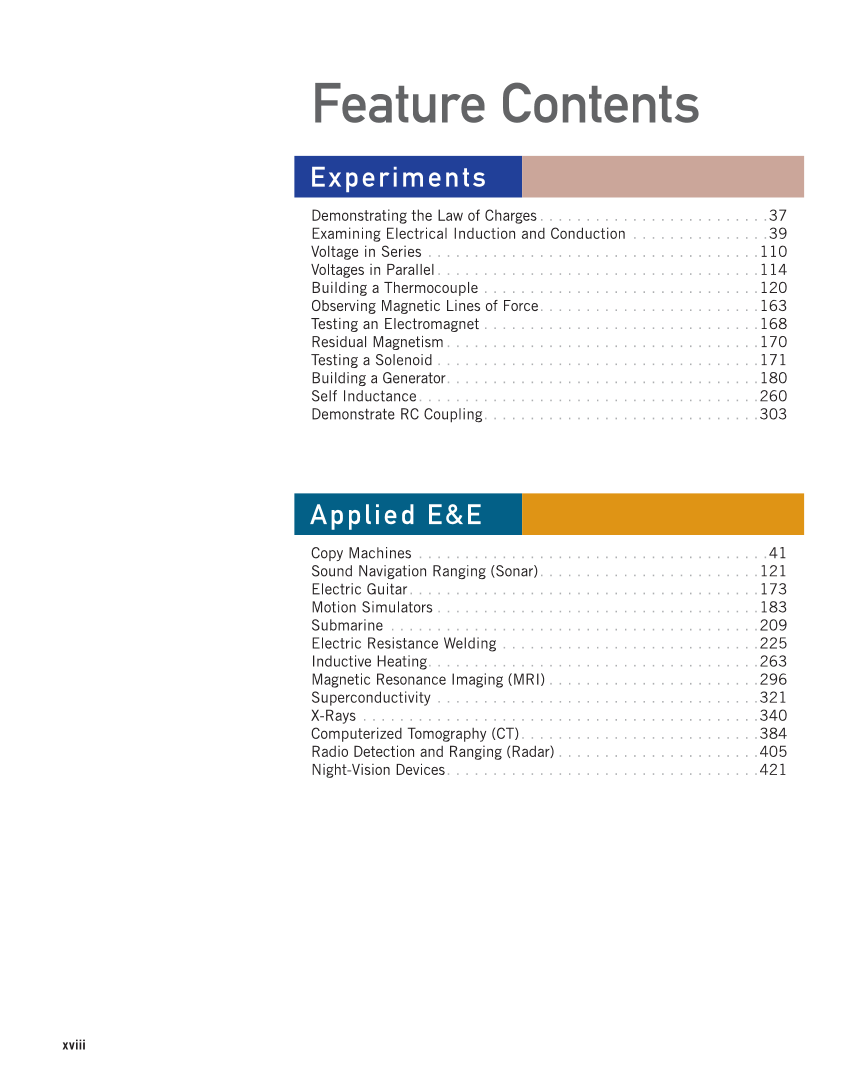 Electricity and Electronics, 11th Edition page xviii
